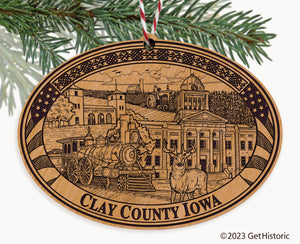 Clay County Iowa Engraved Natural Ornament