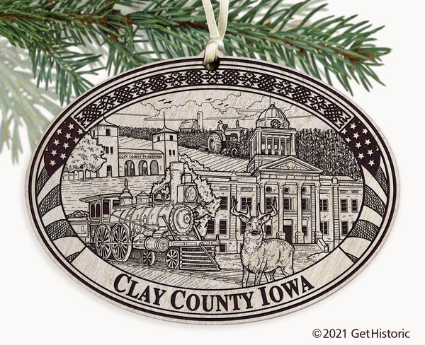Clay County Iowa Engraved Ornament