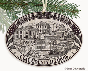 Clay County Illinois Engraved Ornament