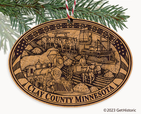 Clay County Minnesota Engraved Natural Ornament