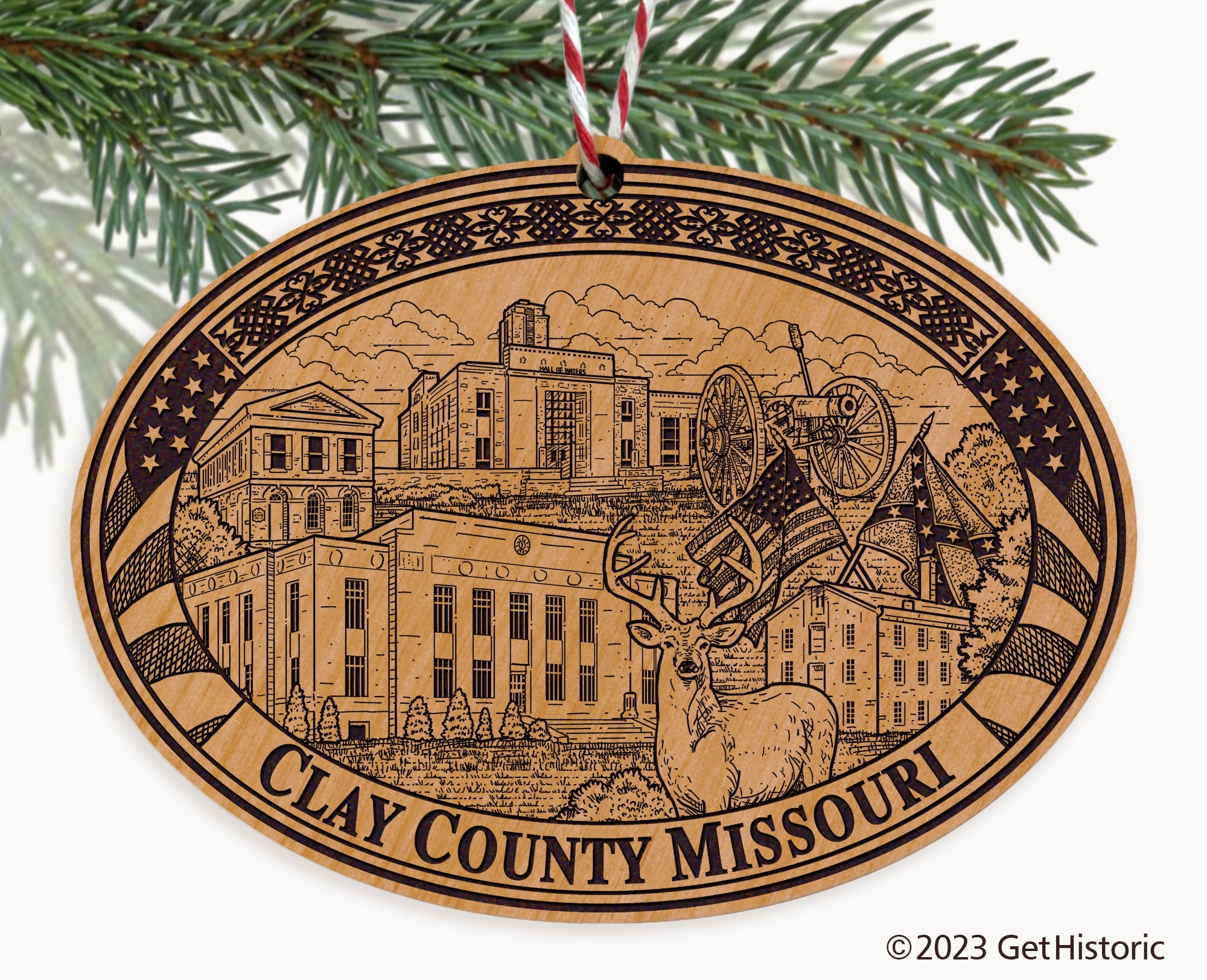 Clay County Missouri Engraved Natural Ornament