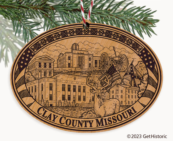 Clay County Missouri Engraved Natural Ornament