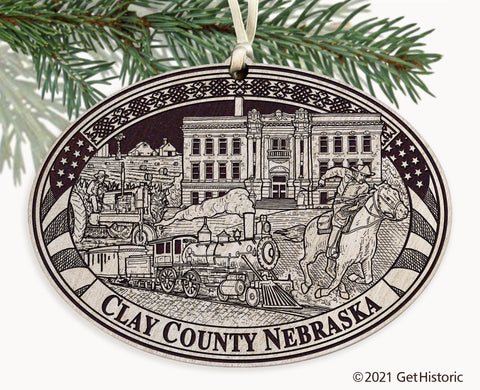 Clay County Nebraska Engraved Ornament