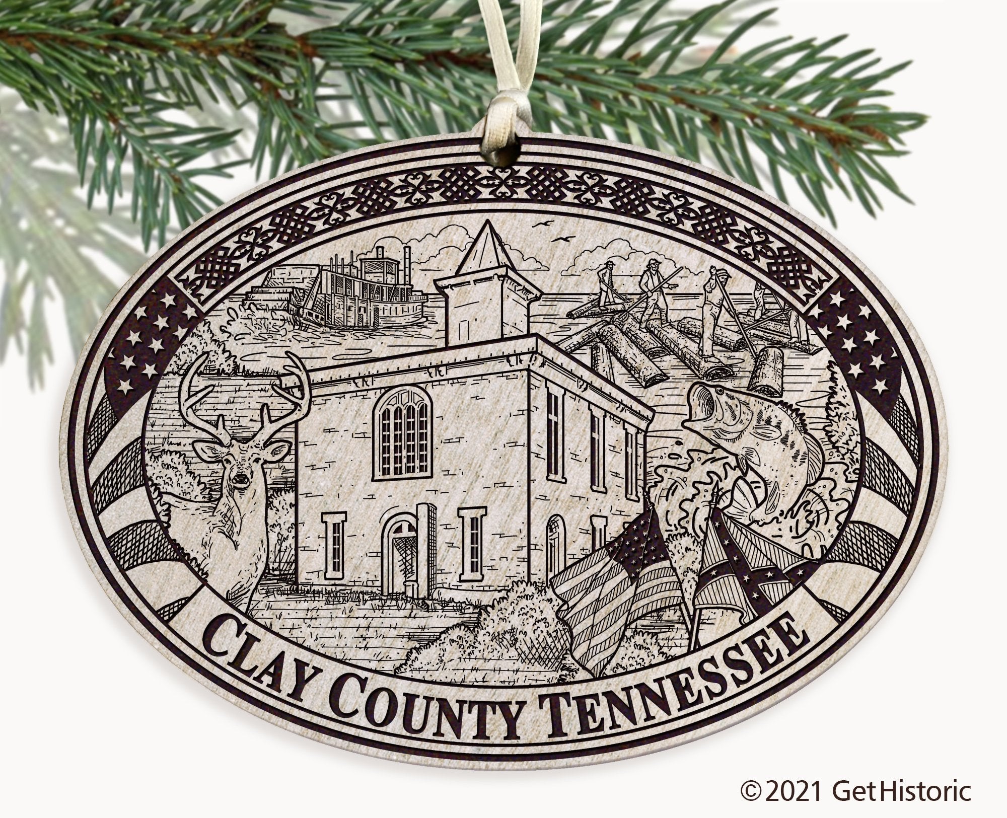 Clay County Tennessee Engraved Ornament