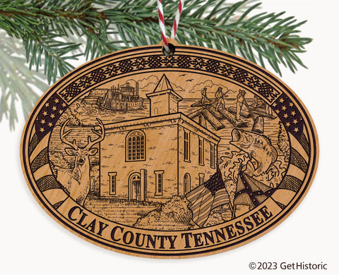 Clay County Tennessee Engraved Natural Ornament