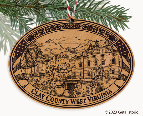 Clay County West Virginia Engraved Natural Ornament