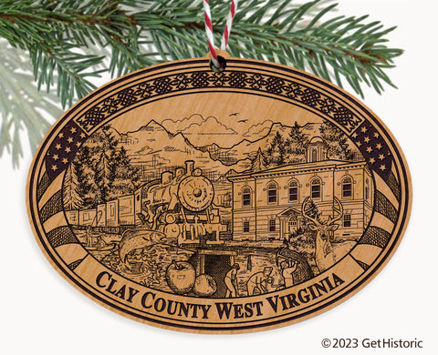Clay County West Virginia Engraved Natural Ornament