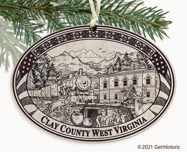 Clay County West Virginia Engraved Ornament