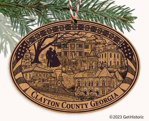 Clayton County Georgia Engraved Natural Ornament