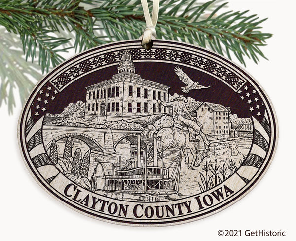 Clayton County Iowa Engraved Ornament