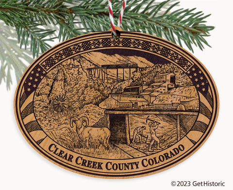 Clear Creek County Colorado Engraved Natural Ornament