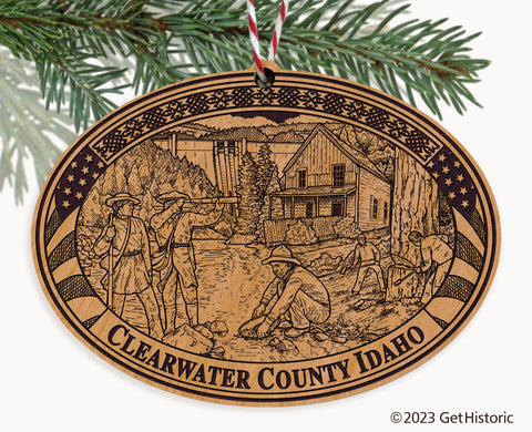 Clearwater County Idaho Engraved Natural Ornament