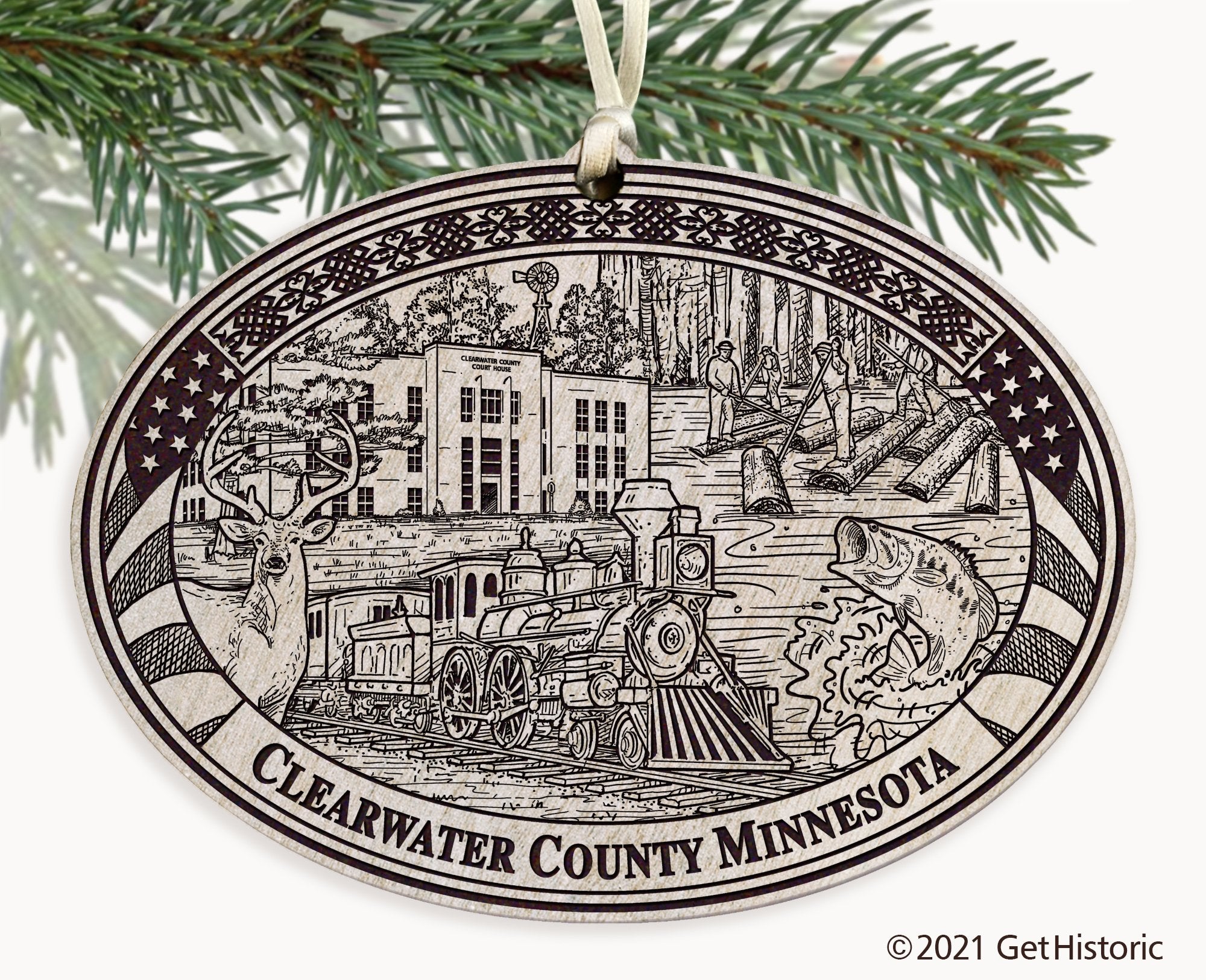 Clearwater County Minnesota Engraved Ornament