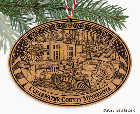 Clearwater County Minnesota Engraved Natural Ornament