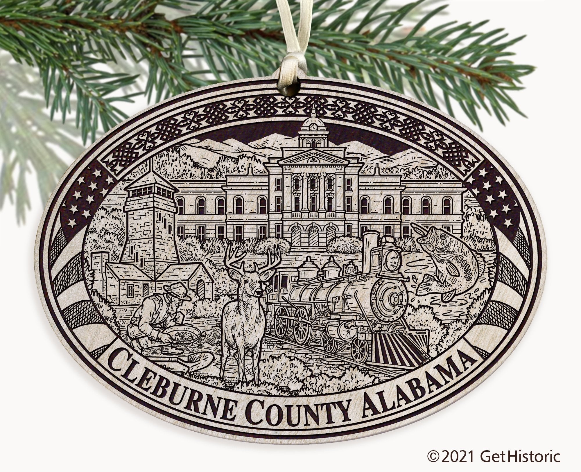 Cleburne County Alabama Engraved Ornament