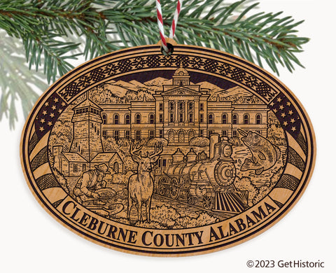 Cleburne County Alabama Engraved Natural Ornament