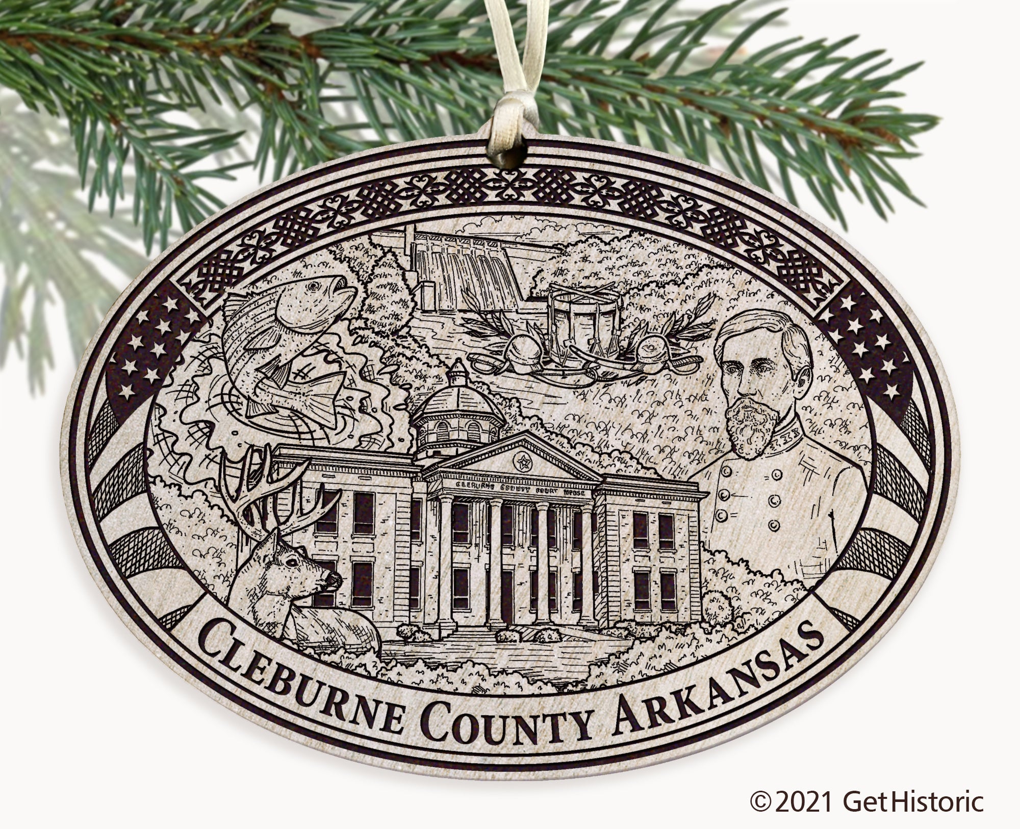 Cleburne County Arkansas Engraved Ornament