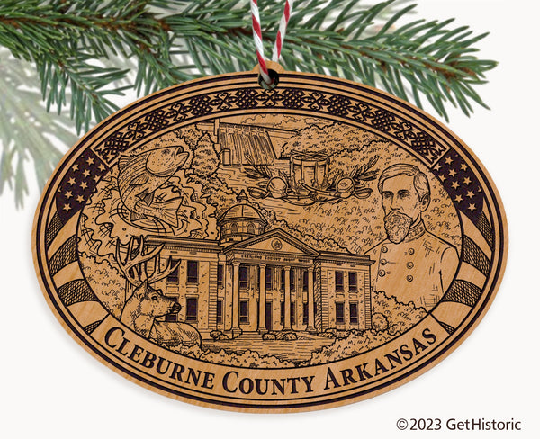 Cleburne County Arkansas Engraved Natural Ornament