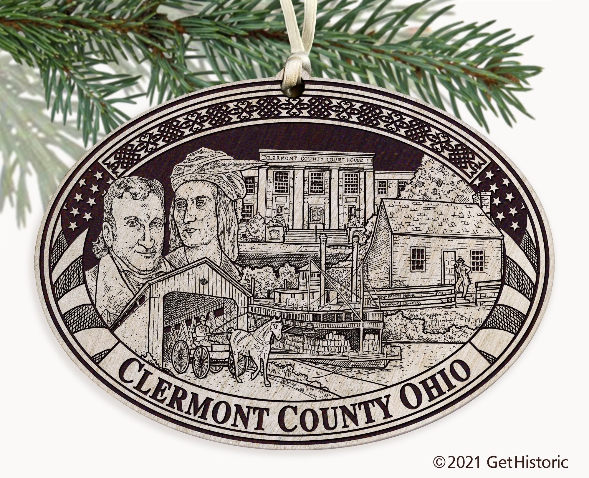 Clermont County Ohio Engraved Ornament