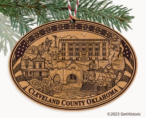 Cleveland County Oklahoma Engraved Natural Ornament