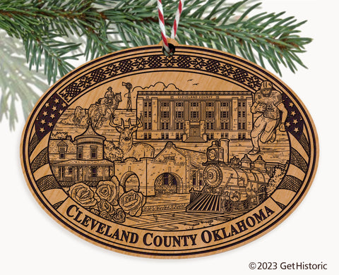 Cleveland County Oklahoma Engraved Natural Ornament