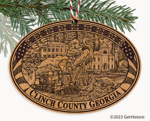 Clinch County Georgia Engraved Natural Ornament