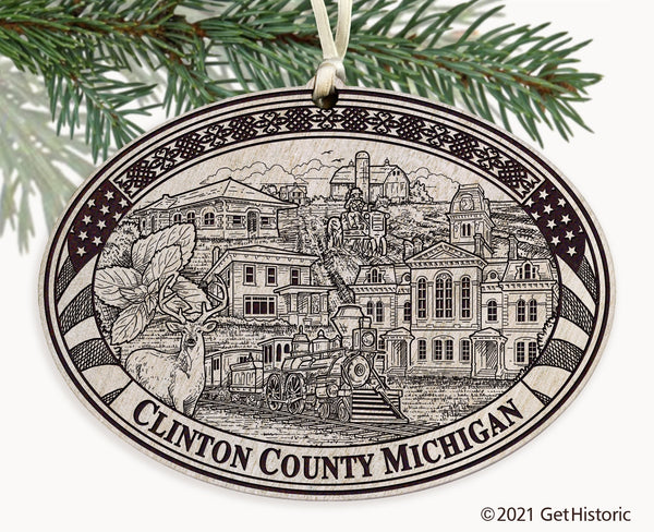 Clinton County Michigan Engraved Ornament