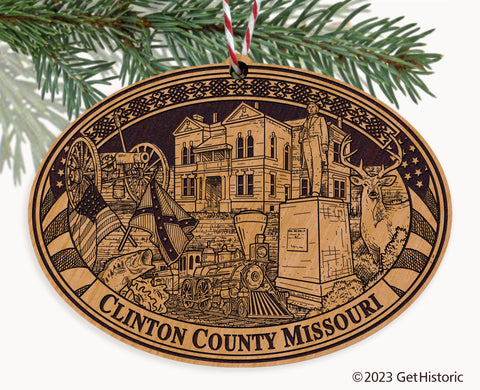 Clinton County Missouri Engraved Natural Ornament