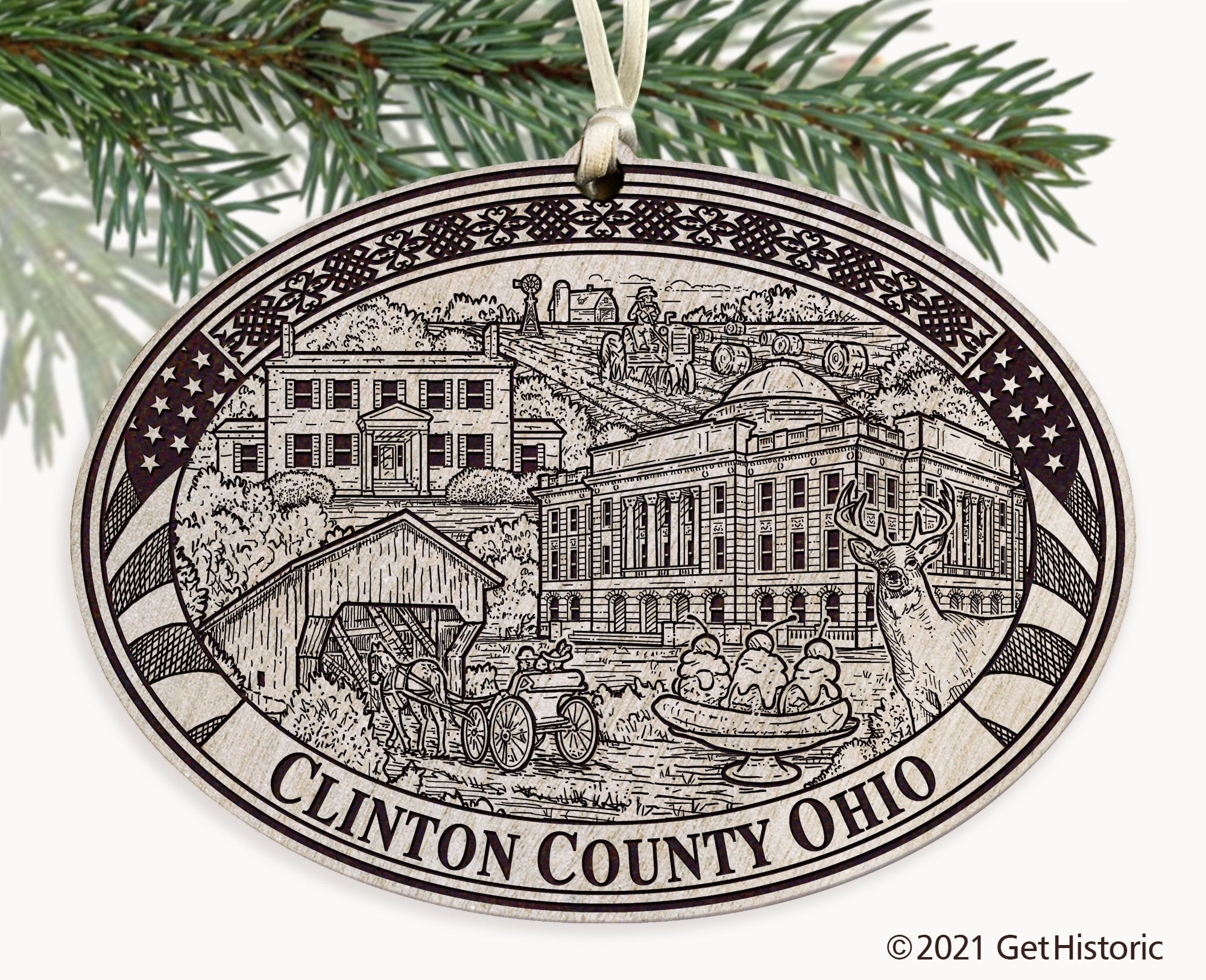 Clinton County Ohio Engraved Ornament