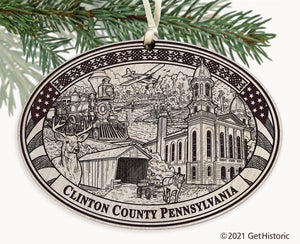 Clinton County Pennsylvania Engraved Ornament