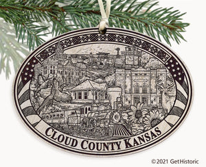Cloud County Kansas Engraved Ornament