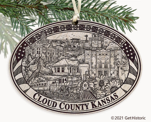 Cloud County Kansas Engraved Ornament