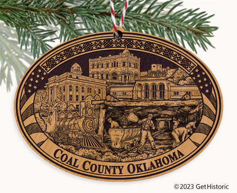Coal County Oklahoma Engraved Natural Ornament