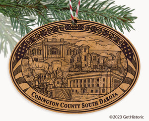 Codington County South Dakota Engraved Natural Ornament
