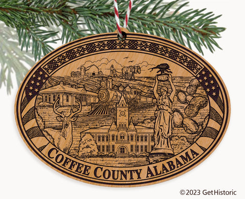 Coffee County Alabama Engraved Natural Ornament