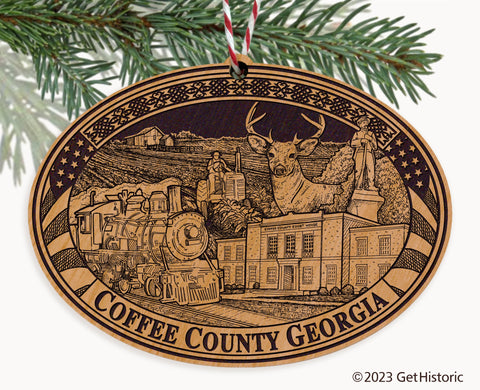 Coffee County Georgia Engraved Natural Ornament
