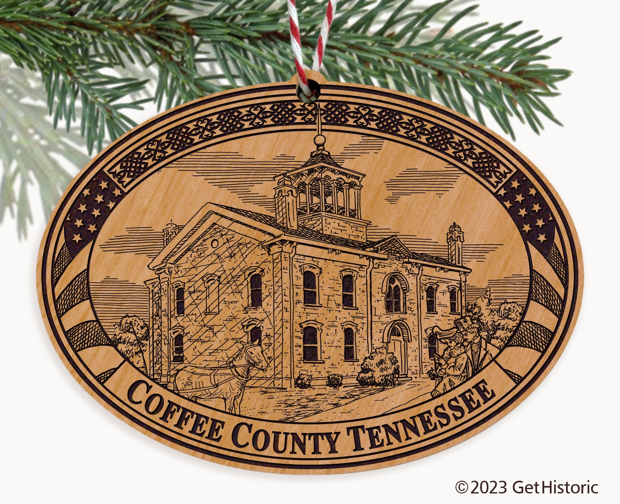 Coffee County Tennessee Engraved Natural Ornament