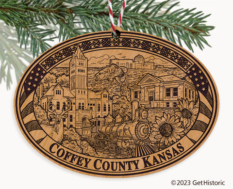 Coffey County Kansas Engraved Natural Ornament