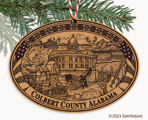 Colbert County Alabama Engraved Natural Ornament