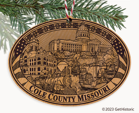 Cole County Missouri Engraved Natural Ornament