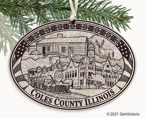 Coles County Illinois Engraved Ornament