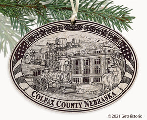 Colfax County Nebraska Engraved Ornament