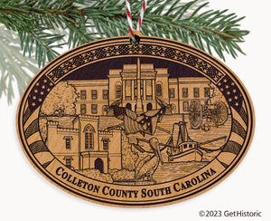 Colleton County South Carolina Engraved Natural Ornament