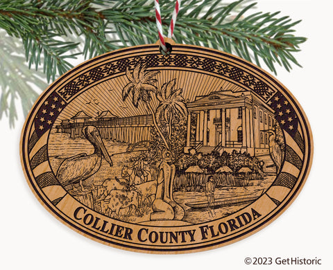 Collier County Florida Engraved Natural Ornament