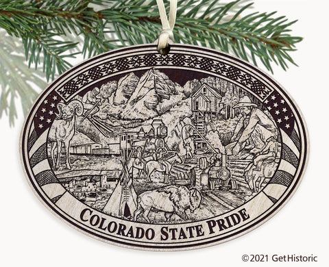 Colorado State Engraved Ornament