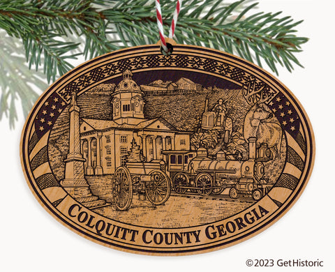Colquitt County Georgia Engraved Natural Ornament