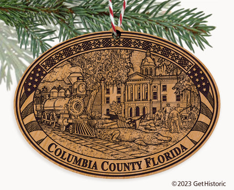 Columbia County Florida Engraved Natural Ornament