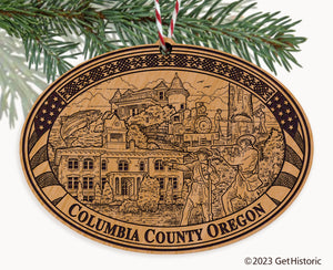 Columbia County Oregon Engraved Natural Ornament