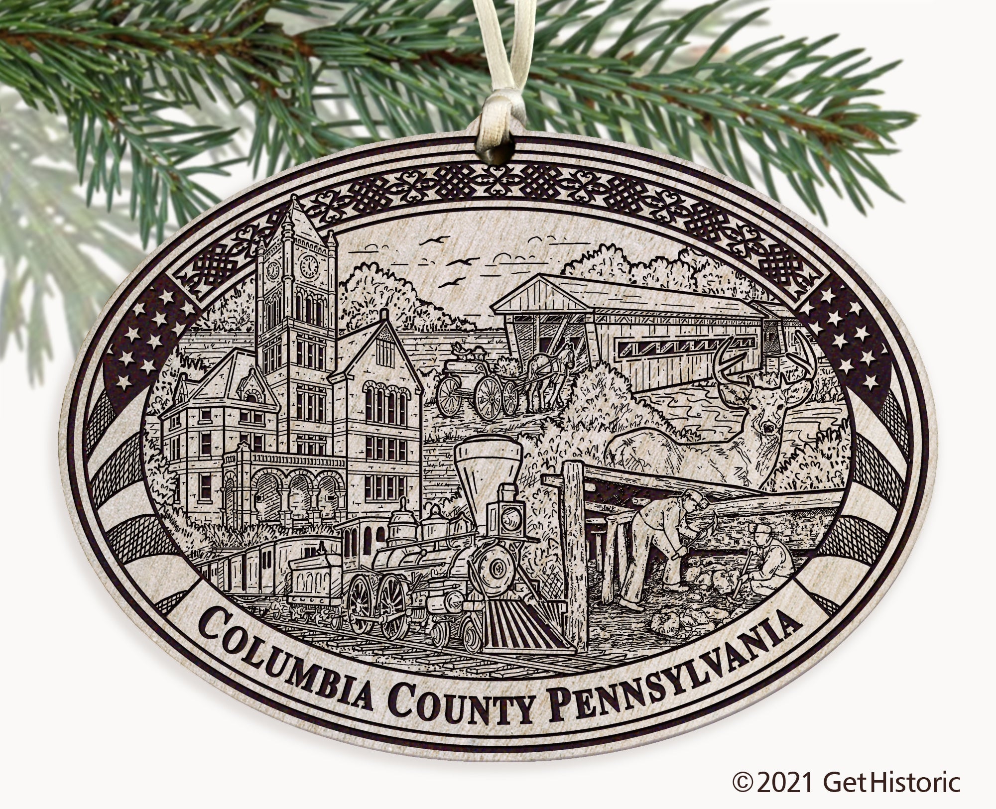 Columbia County Pennsylvania Engraved Ornament