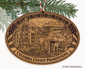 Columbia County Pennsylvania Engraved Natural Ornament